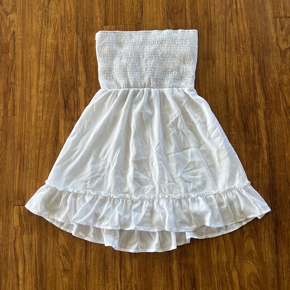 Shein White Strapless Babydoll Dress
